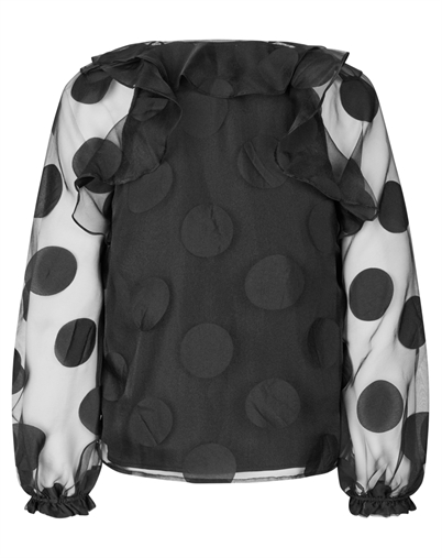 Stine Goya - Multi Ruffle Raglan Top - Dotted Black